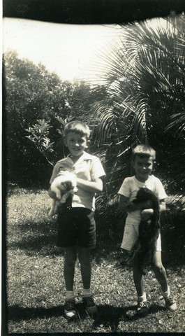 1947 Summer Jimmy & puppy- Duddy & cat.jpg
